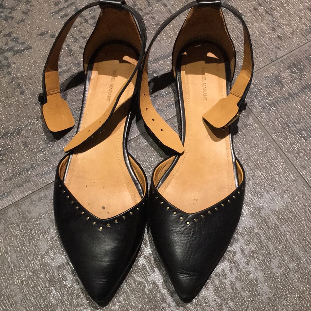 Isabel Marant Black Studded Ballerina Flats